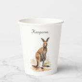 Outback Wanderer: Waterverf Kangaroo custom Papieren Bekers (Voorkant)