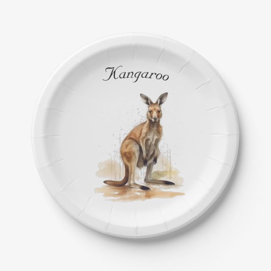 Outback Wanderer: Waterverf Kangaroo custom Papieren Bordje (Voorkant)