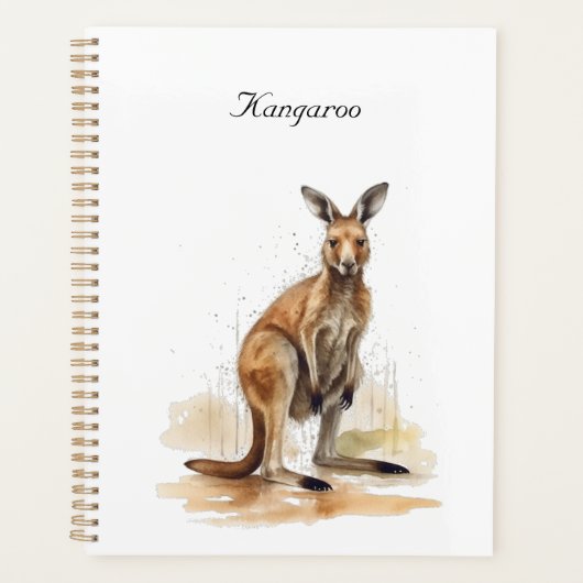 Outback Wanderer: Waterverf Kangaroo custom Planner (Voorkant)