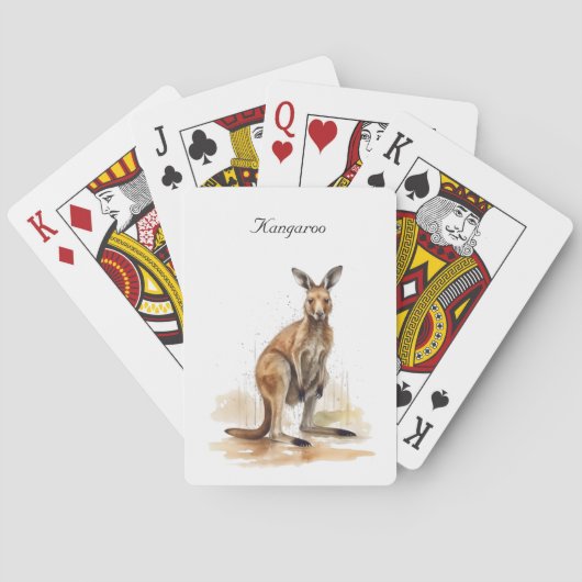 Outback Wanderer: Waterverf Kangaroo custom Pokerkaarten (Achterkant)