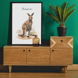 Outback Wanderer: Waterverf Kangaroo custom Poster