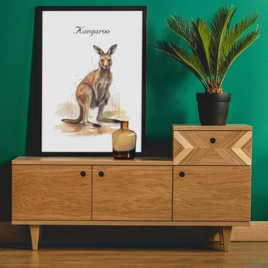 Outback Wanderer: Waterverf Kangaroo custom Poster