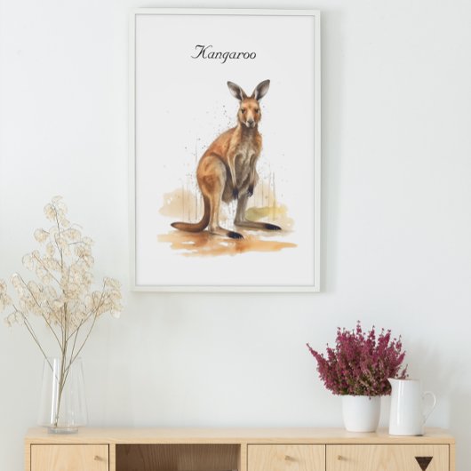 Outback Wanderer: Waterverf Kangaroo custom Poster