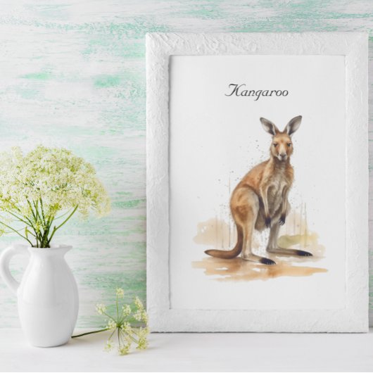 Outback Wanderer: Waterverf Kangaroo custom Poster