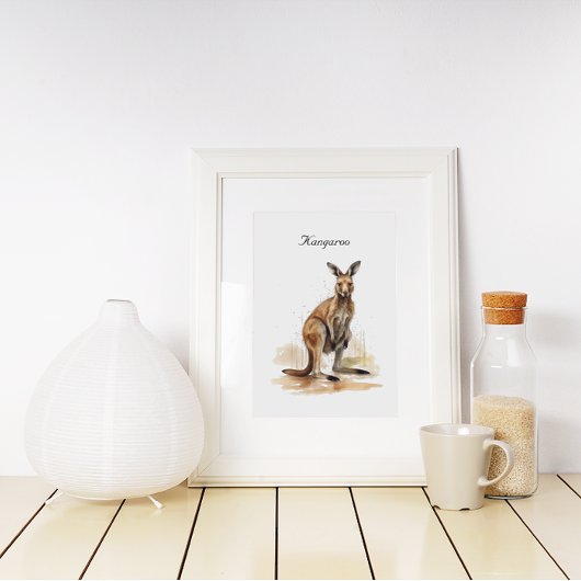 Outback Wanderer: Waterverf Kangaroo custom Poster