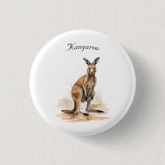 Outback Wanderer: Waterverf Kangaroo custom Ronde Button 3,2 Cm (Voorkant)