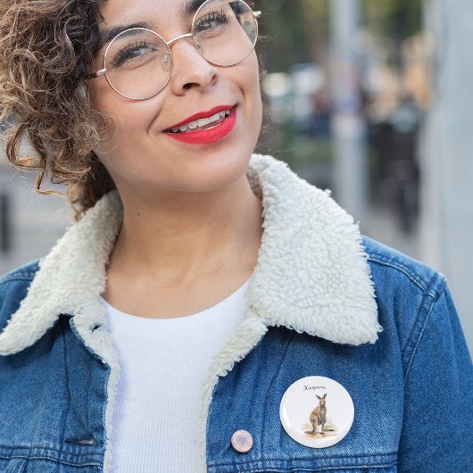 Outback Wanderer: Waterverf Kangaroo custom Ronde Button 3,2 Cm