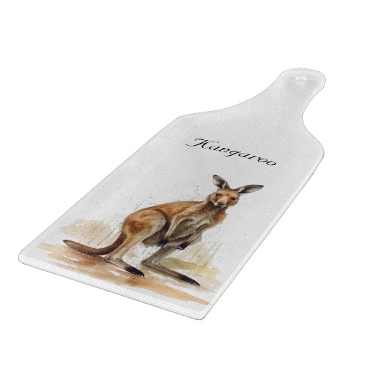 Outback Wanderer: Waterverf Kangaroo custom Snijplank (Hoek)