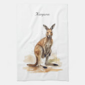 Outback Wanderer: Waterverf Kangaroo custom Theedoek (Verticaal)