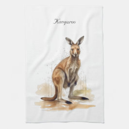 Outback Wanderer: Waterverf Kangaroo custom Theedoek