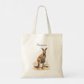 Outback Wanderer: Waterverf Kangaroo custom Tote Bag (Achterkant)