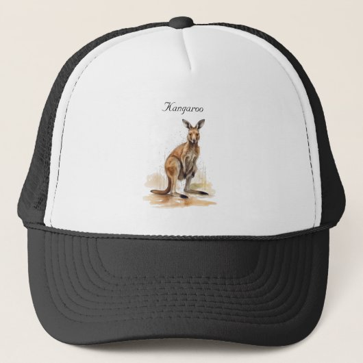 Outback Wanderer: Waterverf Kangaroo custom Trucker Pet (Voorkant)