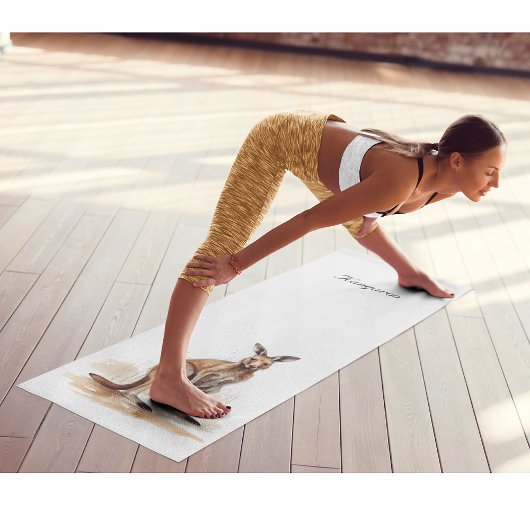 Outback Wanderer: Waterverf Kangaroo custom Yogamat