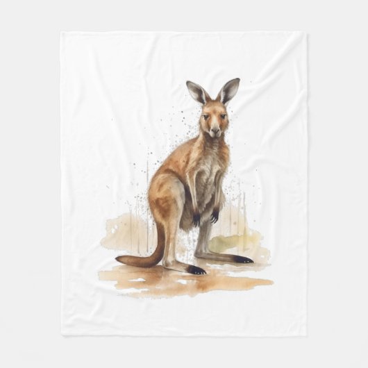 Outback Wanderer, Waterverf Kangaroo Fleece Deken (Voorkant)