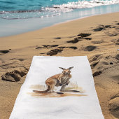 Outback Wanderer: Waterverf Kangaroo Strandlaken