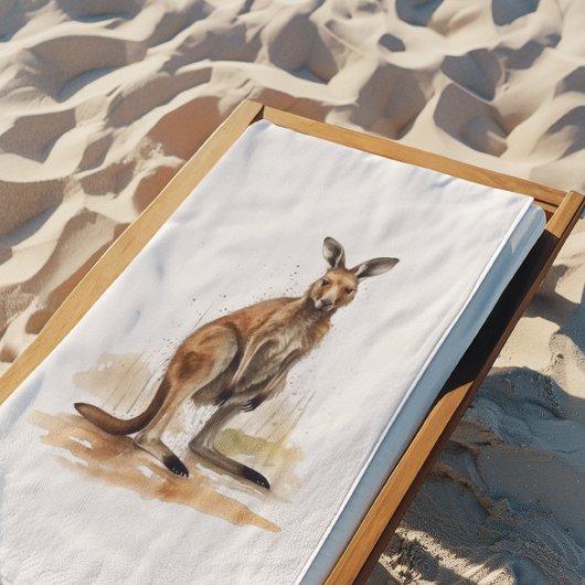 Outback Wanderer: Waterverf Kangaroo Strandlaken