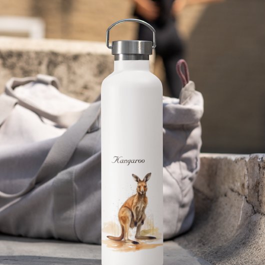Outback Wanderer: Waterverf Kangoeroe op maat Waterfles