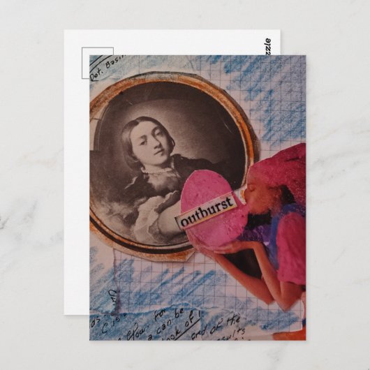 Outburst Mixed Media Collage Briefkaart (Voorkant / Achterkant)
