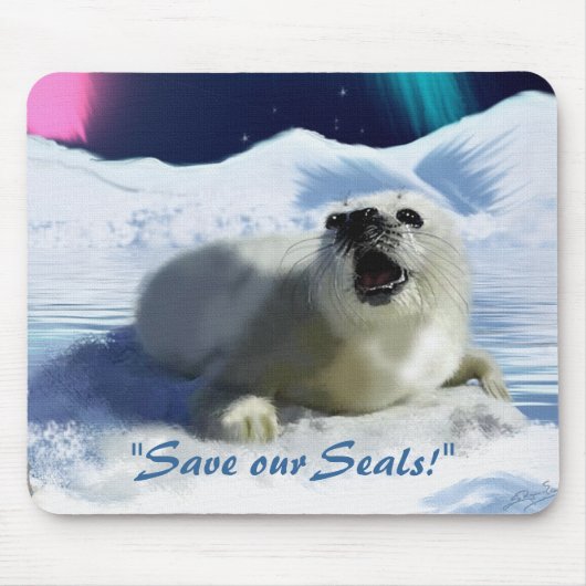 "OUTCRY" Harp Seal Anti Seal-Hunt Muismat (Voorkant)