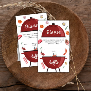 Outdoor Achtertuin BBQ Luier Raffle Baby shower Informatiekaartje