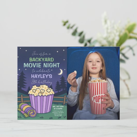Outdoor Achtertuin Film Nacht Verjaardag Foto Kaart (Staand voorkant)