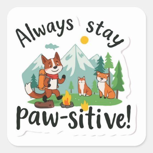 Outdoor Adventure 'Blijf altijd Paw-sensitive' Vib Vierkante Sticker (Voorkant)