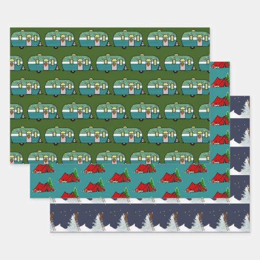 Outdoor Adventure Lovers Kerstcamping Inpakpapier Vel (Set)