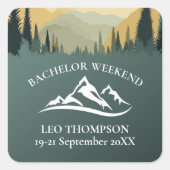 Outdoor Adventure Mountain Bachelor Weekend Vierkante Sticker (Voorkant)