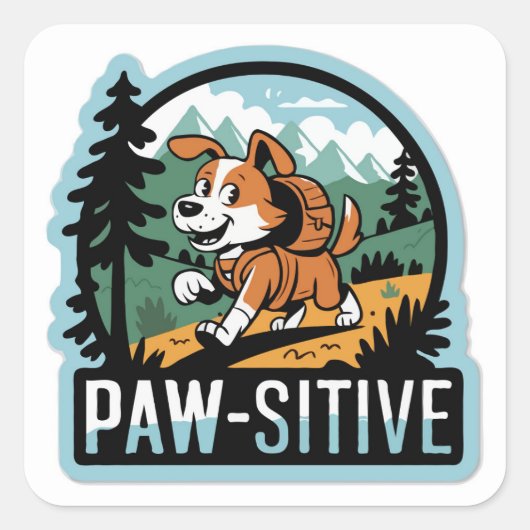 Outdoor Adventure 'Paw-sensitive' Vibes Dog Vierkante Sticker (Voorkant)