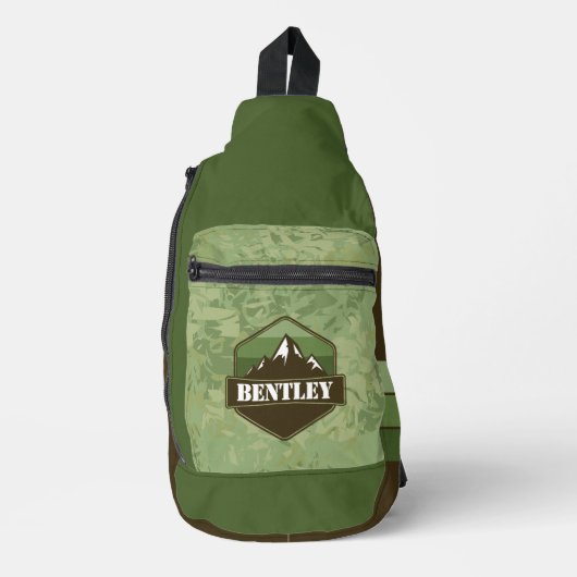 Outdoor Avonturier Groen & Bruin Wandelen Crossbod Sling Bag (Voorkant)