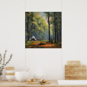 Outdoor avontuur met een impressionistisch bos poster (Keuken)