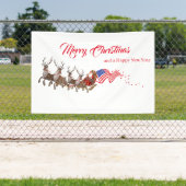 Outdoor Banner Santa Reindeer US Flag Christmas (Insitu)