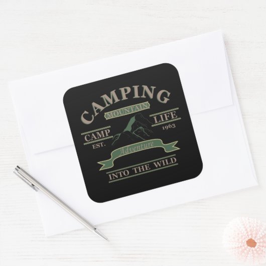Outdoor camping camper leven vierkante sticker (Envelop)