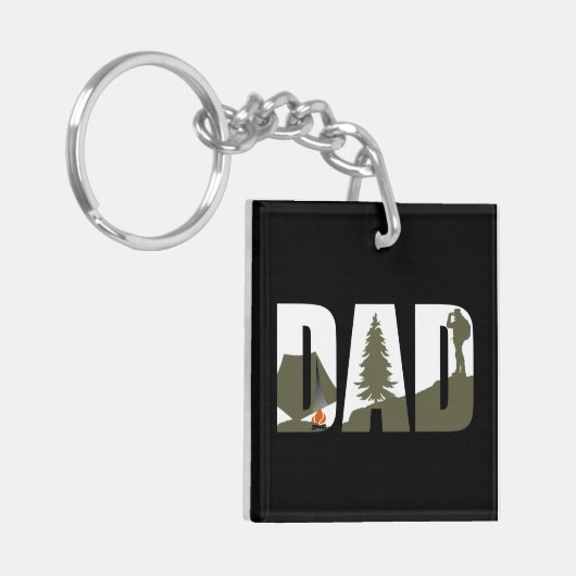 Outdoor camping vader blij camper sleutelhanger (Voorkant Links)