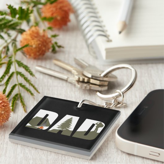 Outdoor camping vader blij camper sleutelhanger (Voorkant Rechts)