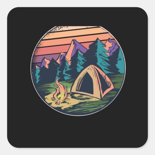 Outdoor Camping Vierkante Sticker (Voorkant)