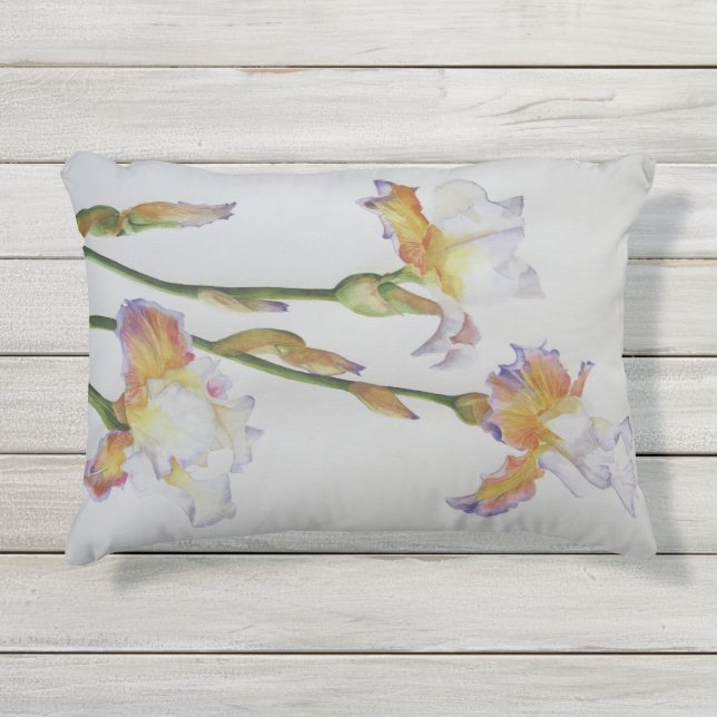 Outdoor Fabric Pillow met Iris Print Buitenkussen (Voorkant)