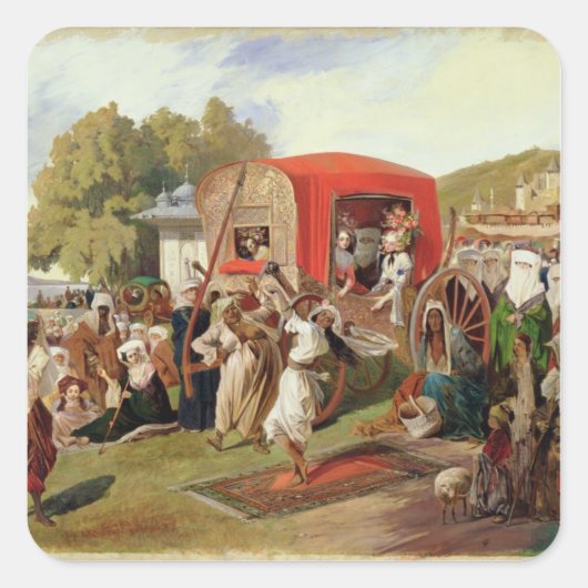 Outdoor Fete in Turkije, c.1830-60 Vierkante Sticker (Voorkant)
