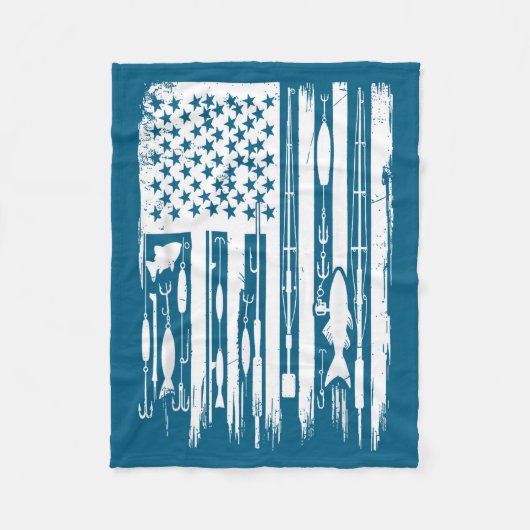 Outdoor Fishing American Flag Fisherman Fish Lover Fleece Deken (Voorkant)