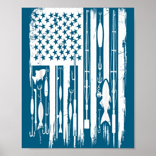 Outdoor Fishing American Flag Fisherman Fish Lover Poster (Voorkant)