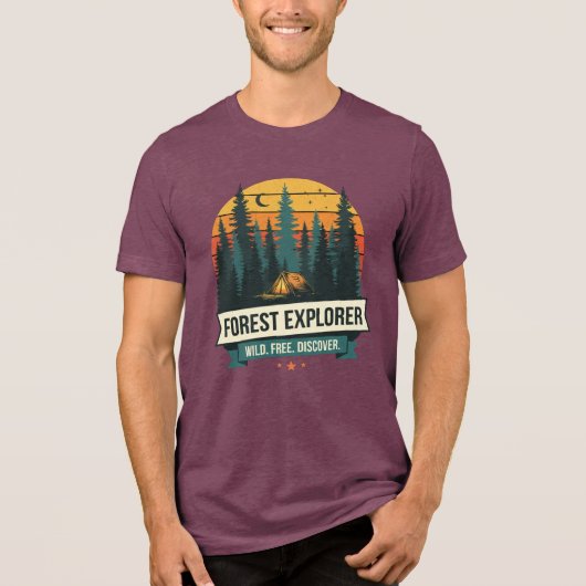 Outdoor Forest Explorer Camping Adventure Retro Tri-Blend Shirt (Voorkant)