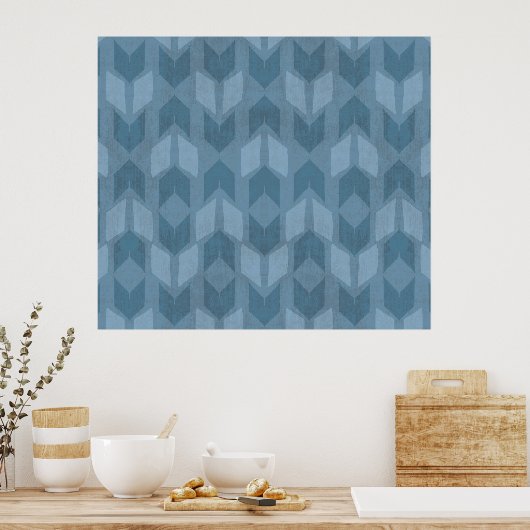 Outdoor Geo Step | Blue Arrow Pattern Poster (Keuken)