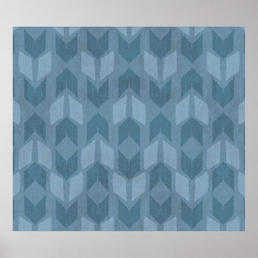 Outdoor Geo Step | Blue Arrow Pattern Poster (Voorkant)