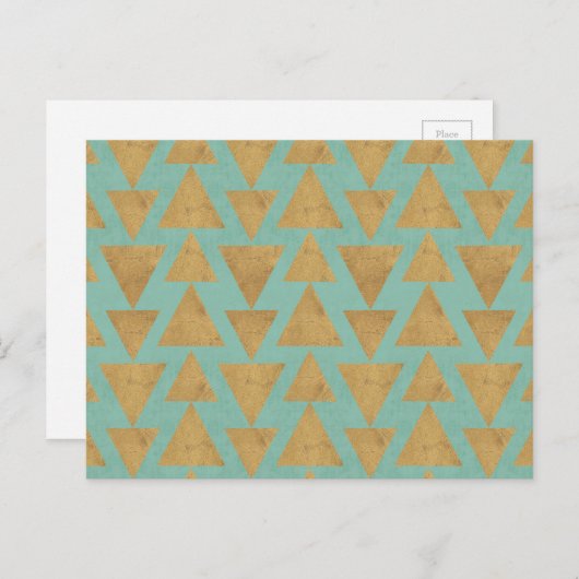 Outdoor Geo Step | Gold & Teal Pattern Briefkaart (Voorkant / Achterkant)