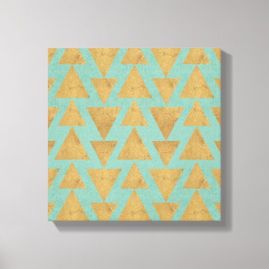 Outdoor Geo Step | Gold & Teal Pattern Canvas Afdruk (Voorkant)