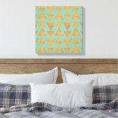 Outdoor Geo Step | Gold & Teal Pattern Canvas Afdruk (Insitu (Slaapkamer))