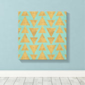 Outdoor Geo Step | Gold & Teal Pattern Canvas Afdruk (Insitu (Houten vloer))