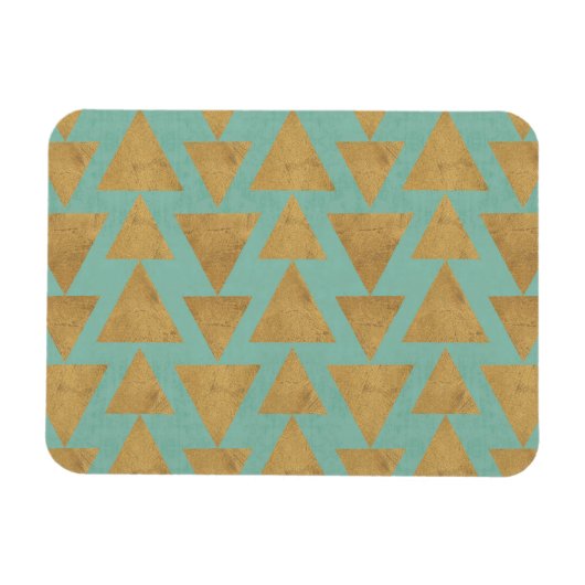 Outdoor Geo Step | Gold & Teal Pattern Magneet (Horizontaal)