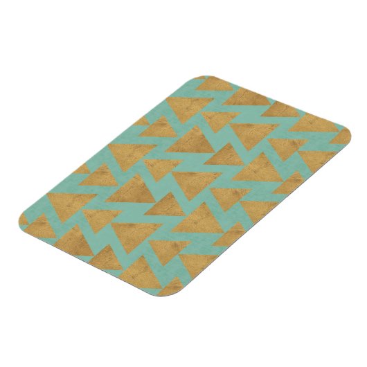 Outdoor Geo Step | Gold & Teal Pattern Magneet (Linkerzijde)