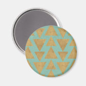 Outdoor Geo Step | Gold & Teal Pattern Magneet (Voorkant / Achterkant)